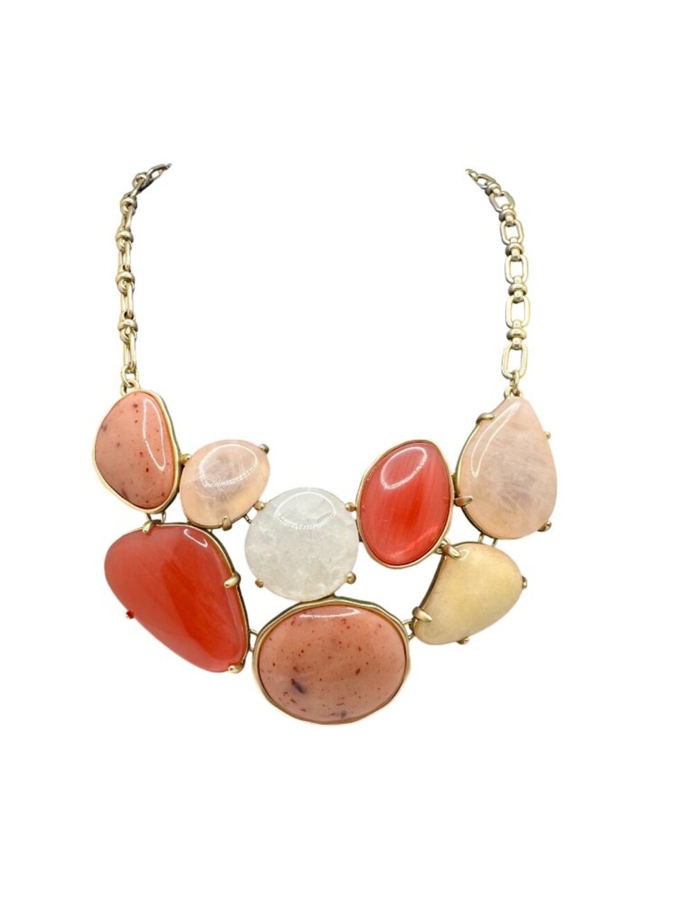 Chico's Necklace Jewelry Statement 22" Adjustable NWT Gold Tone Pink Stones